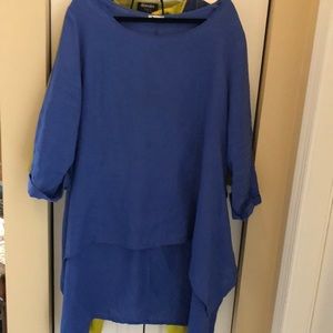 Parmi beautiful blue coordinate oversized high/low tunic with sleeves